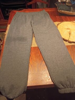 Love Women's Heather Gray Sweatpants - Elastic Waist & Cuffed Ankles